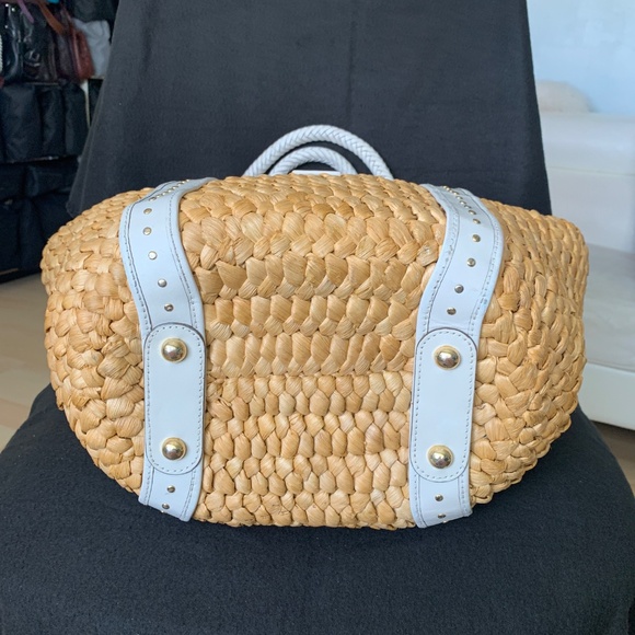 Michael Kors Santorini XL Corn Husk Basket Purse Clean Chic, Sustainable Luxury - Picture 6 of 14